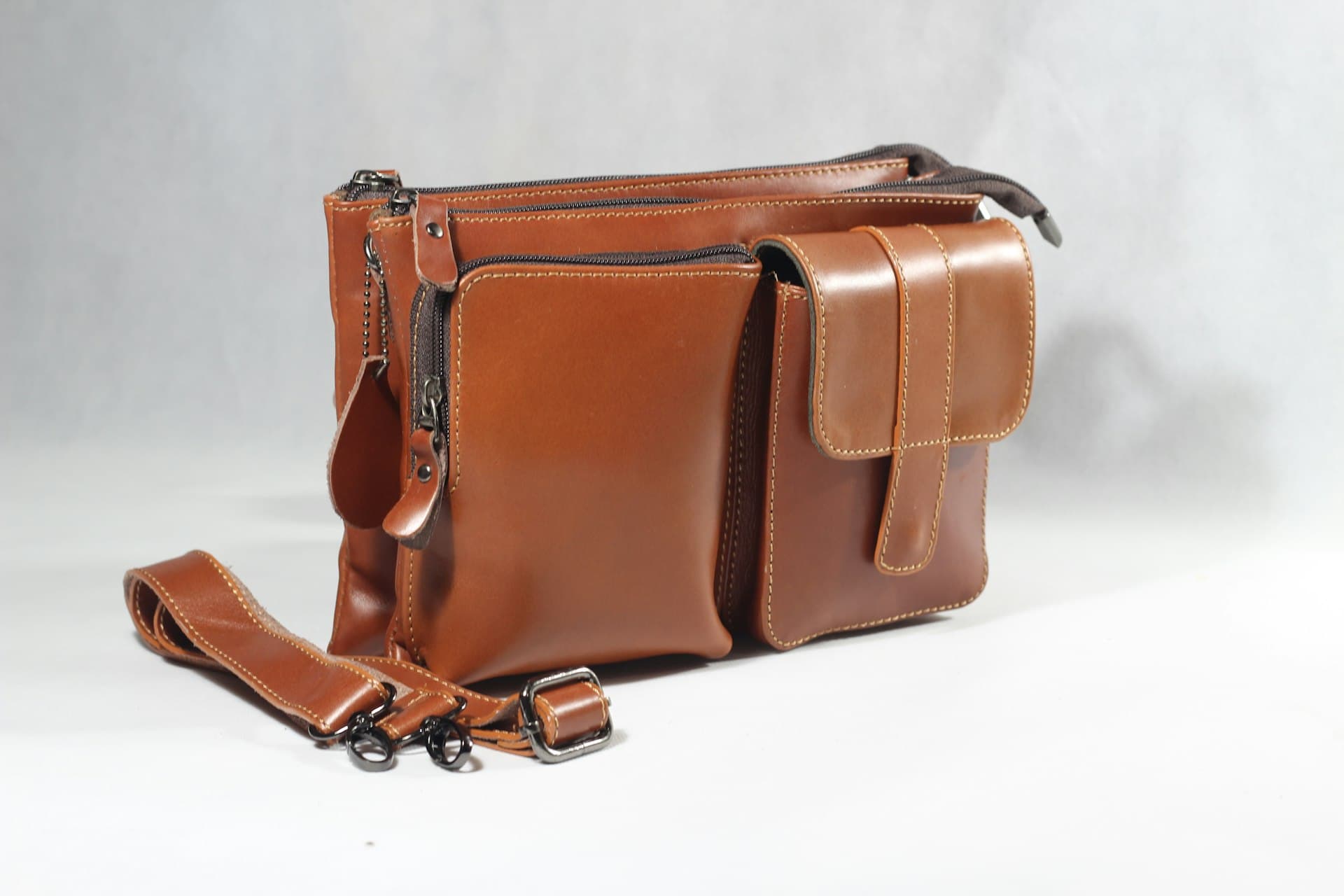 Hand-finished leather crossbody bag