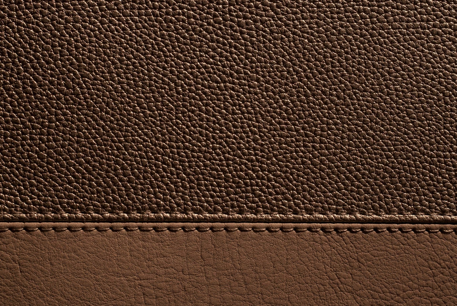 Stitched leather edge, close detail